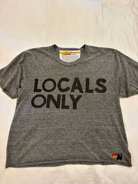 Aviator Nation Locals Only Tee Graphic T-Shirt Gray Medium